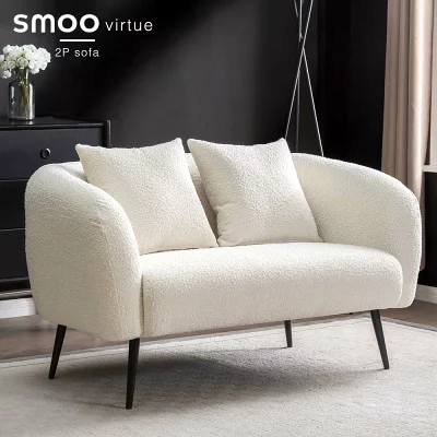 ブークレ生地の２人掛けソファ